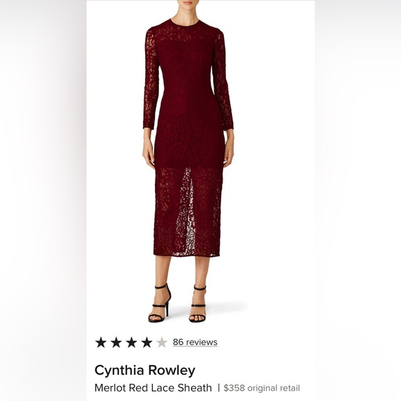 Cynthia Rowley Merlot Red Lace Sheath Dress-  NWOT- new, never worn. Gorgeous! - Picture 4 of 4